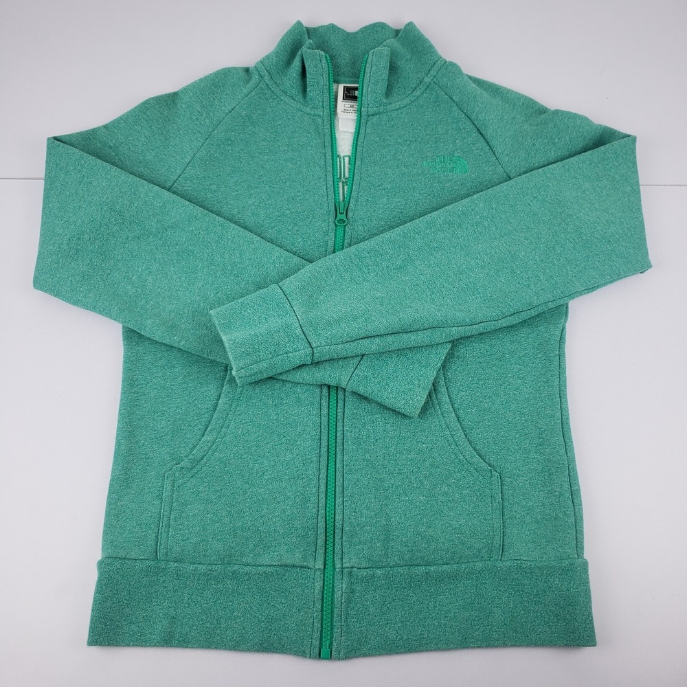 The North Face‎ Jacket Women Small Green Fleece Embroidered Logo Full Zip Jacket